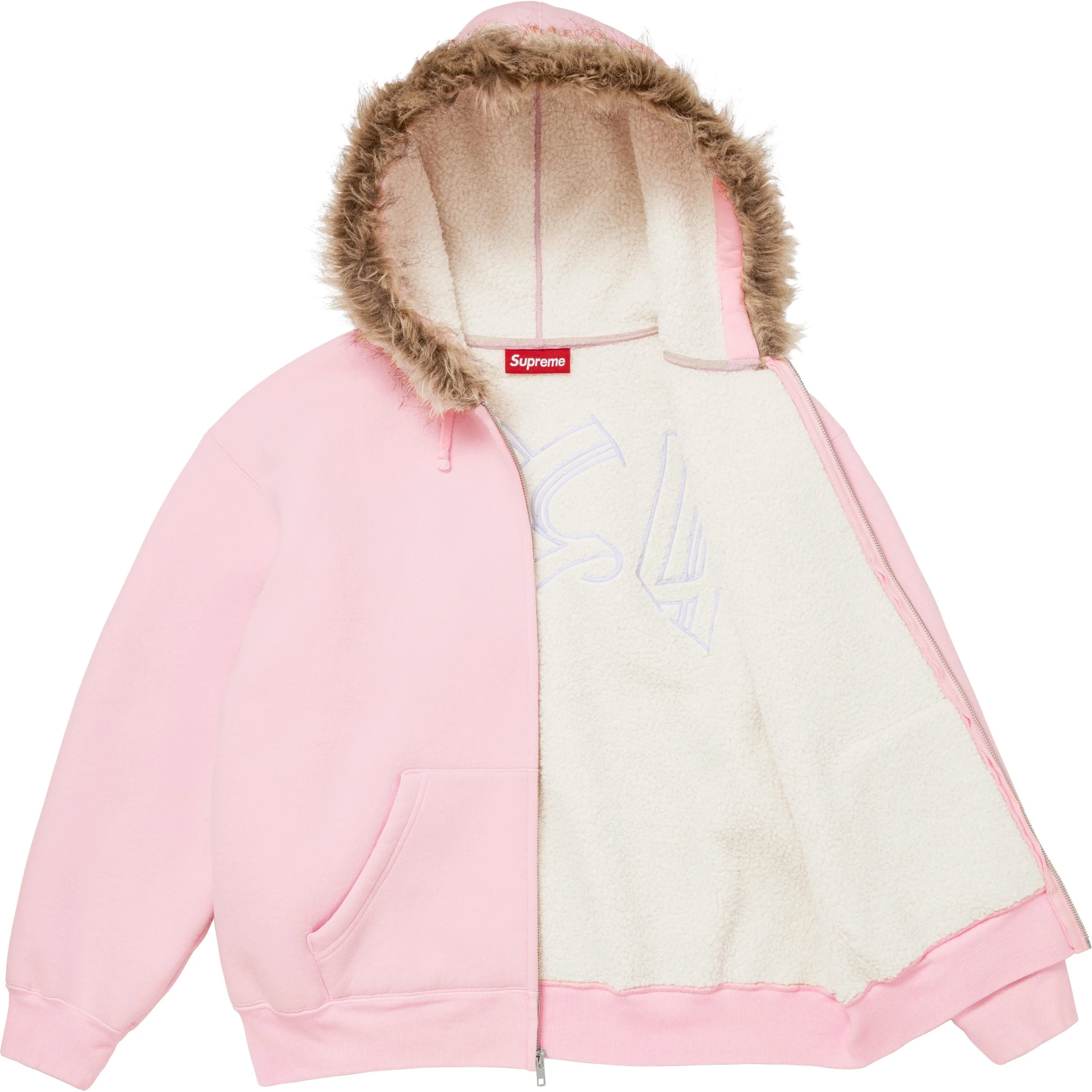 Faux Fur Zip Up Hooded Sweatshirt view 6